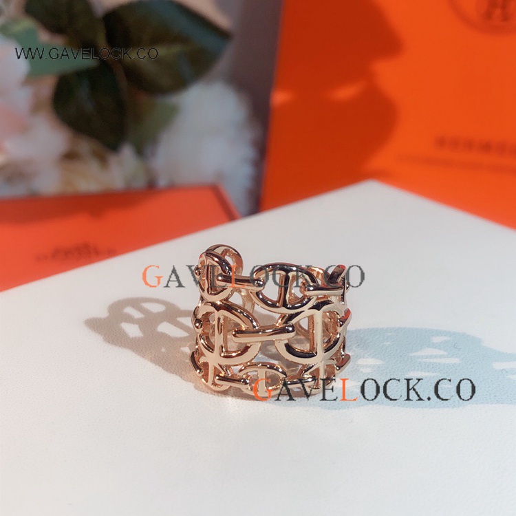 Copy Hermes Chaine d'Ancre Ring S925 Rose Gold